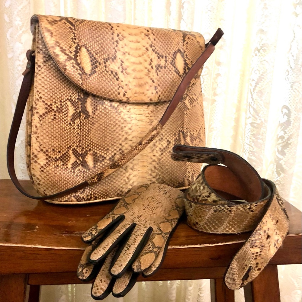 Genuine Python Snakeskin Western Purse Handbag Le… - image 1
